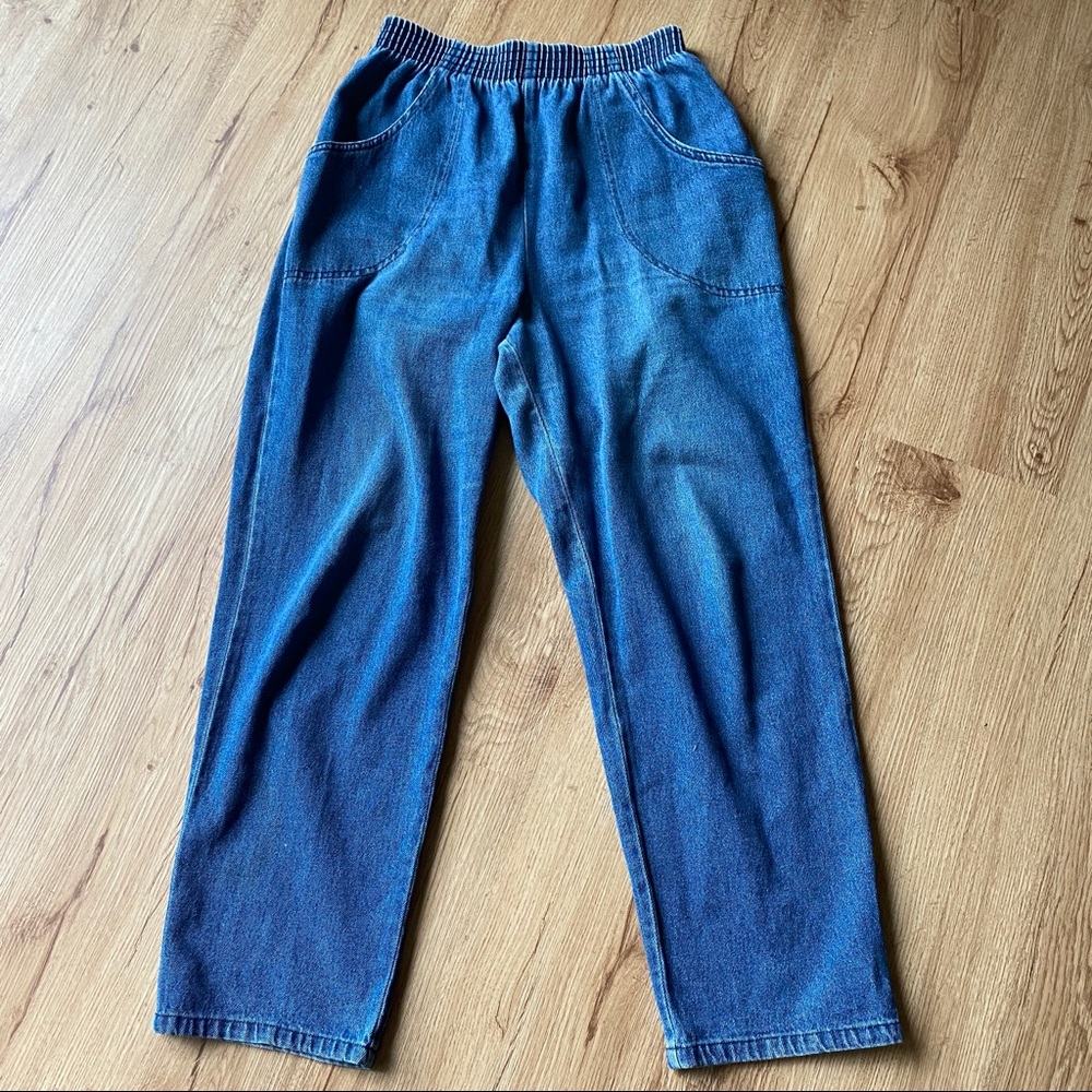 Vintage Briggs Wide leg elastic waist denim jean pants size 10 P